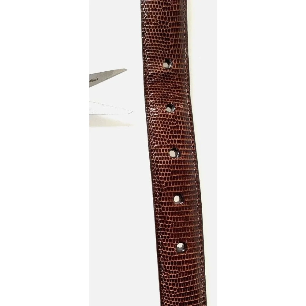 90s Vintage Barbara Co Brown Leather Belt M Silver Western Buckle Gothic Indie